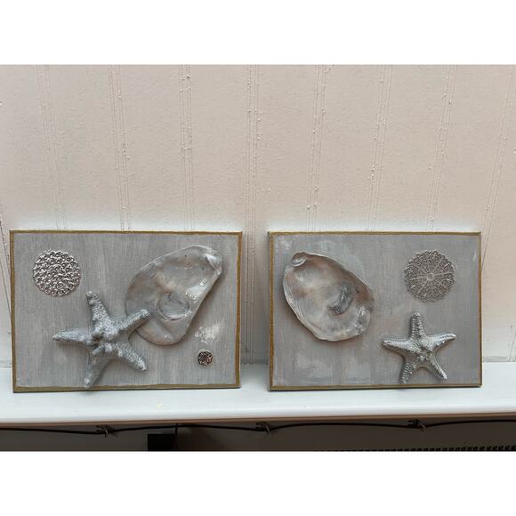 Handmade Seashell Canvas Art – Coastal Decor with a Modern Twist! - Picture 2 of 2